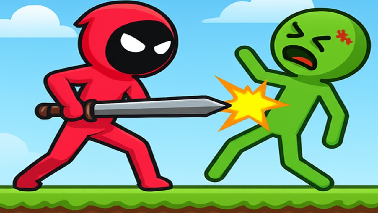 Red Stickman vs Monster School — free online Adventure game
